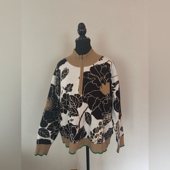 Maeve for Anthropologie Montana quarter zip jacquard sweater size L - Picture 4 of 8